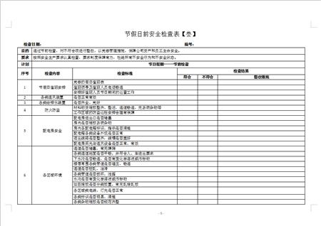 安全检查表