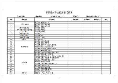 安全检查表